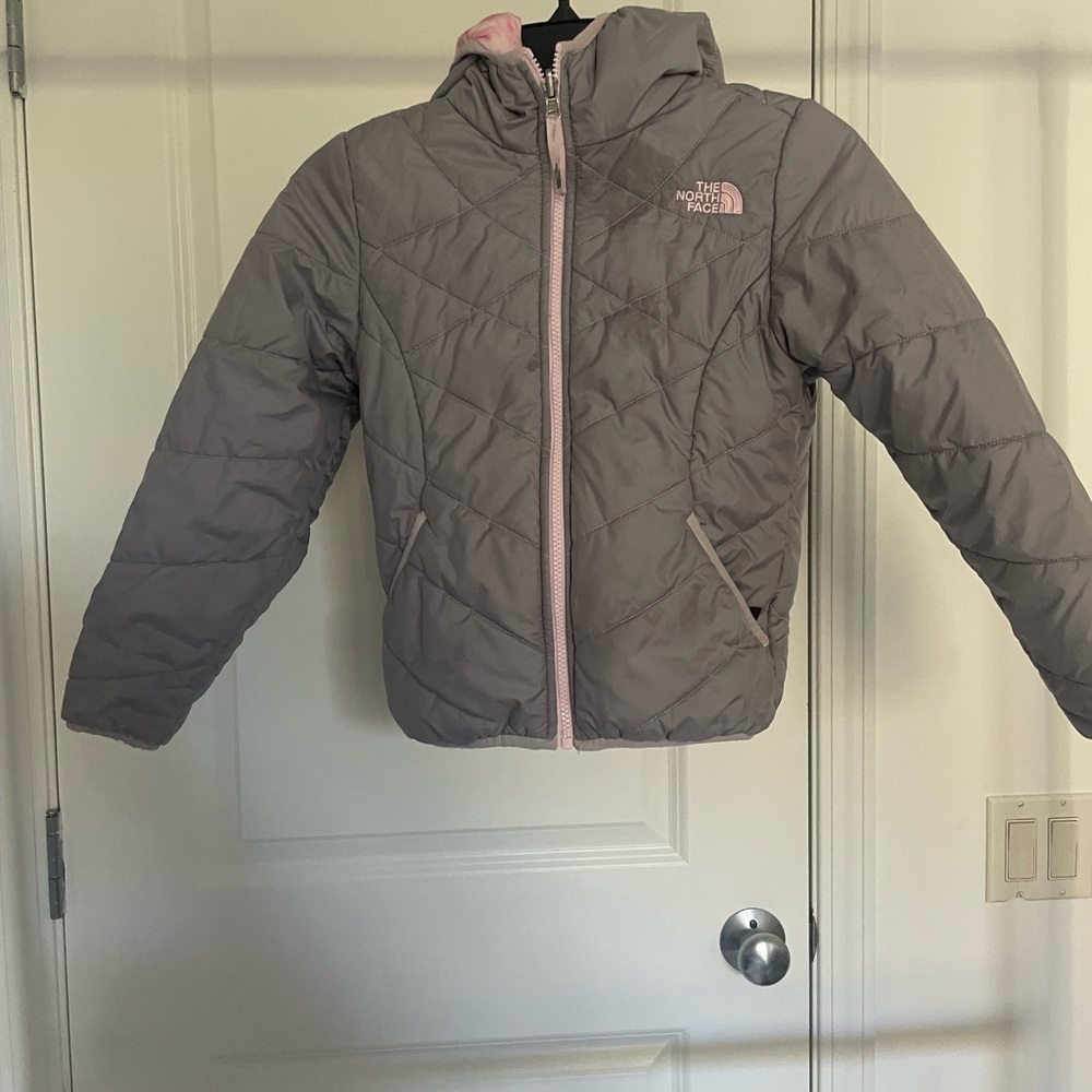 The North Face Kids' Pink and Gray Puffer Jacket